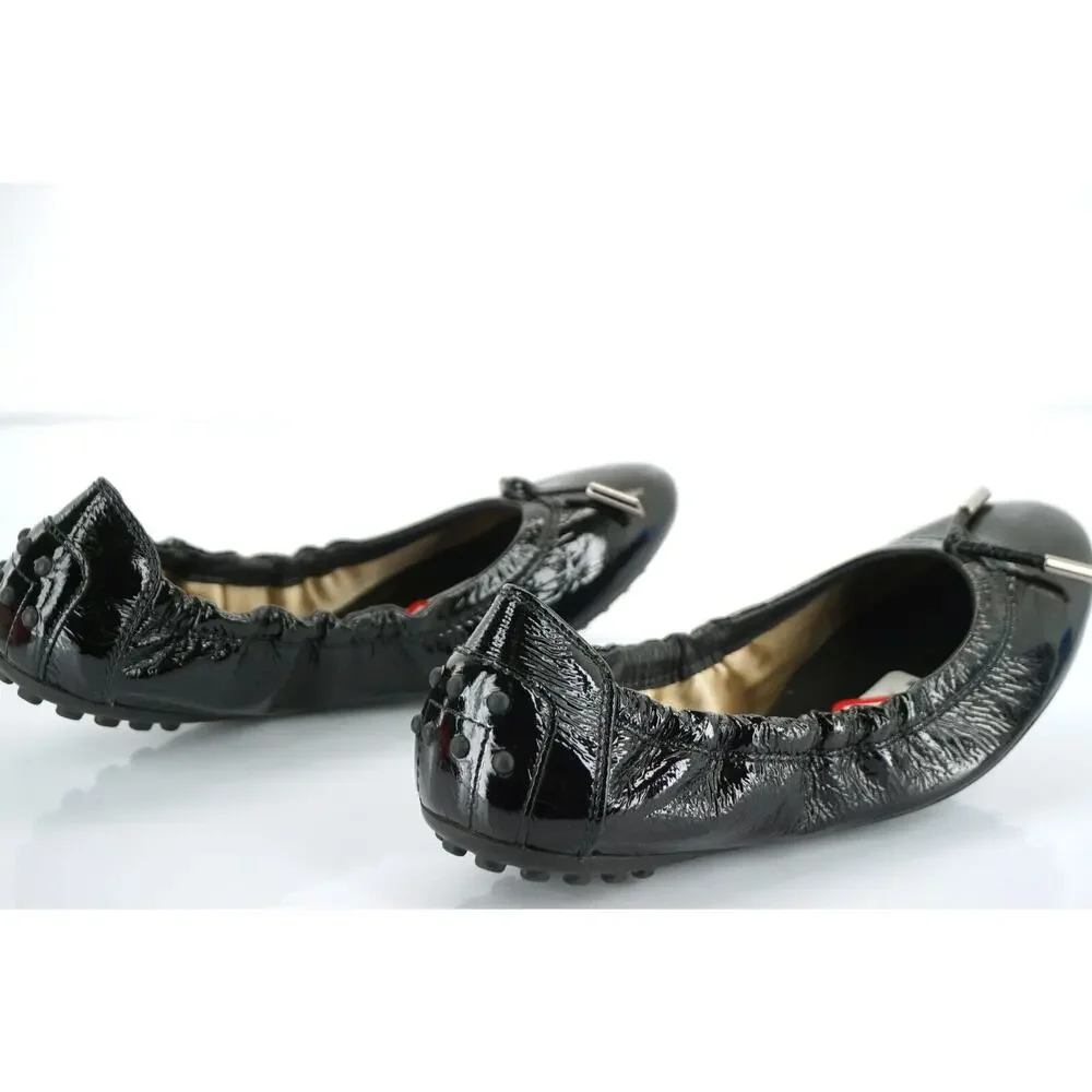 Tod's Dee Laccetto Black Patent Leather Ballet Flats size 35.5 Womens Italy made